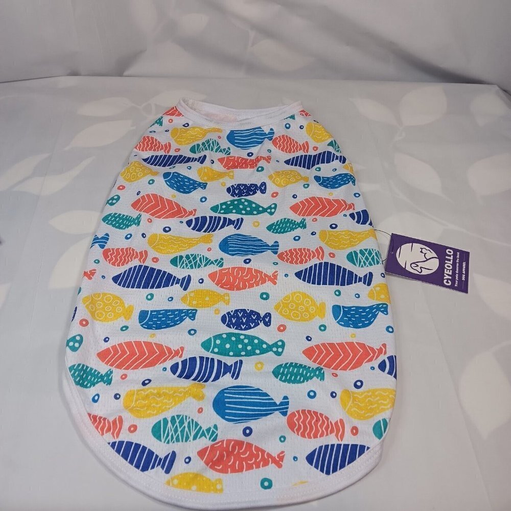 Cyeollo Dog T-shirt‎ Size XL Multicolor Fish Print NWT